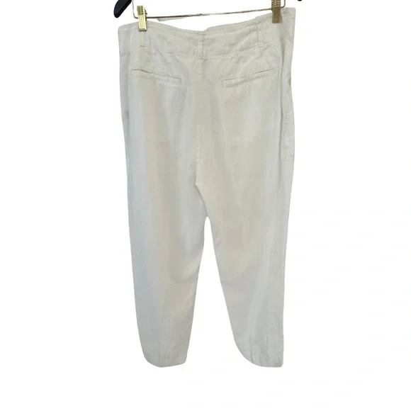 Lauren Ralph Lauren Linen Cropped Pants White High Rise Suggested Size 14 - Picture 2 of 8